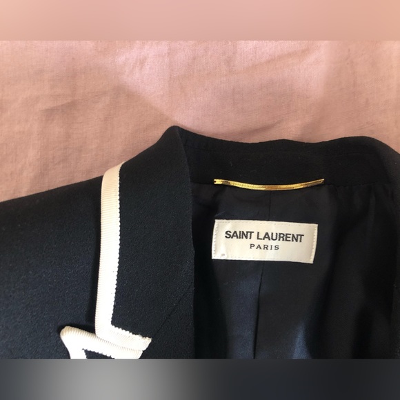 Saint Laurent Black Blazer with White Piping - Picture 7 of 8